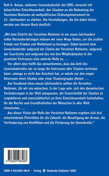 Waschzettel von Kofi Annan: UNvollendeter Weg